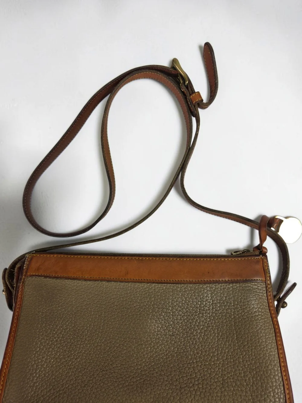 Dooney & Bourke All Weather Green and Brown Leather Messenger Crossbody